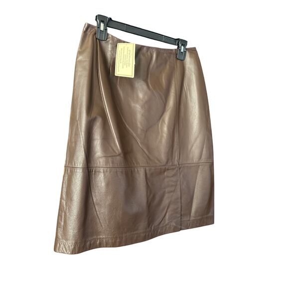 NWT Vintage Mix It Chocolate Leather Skirt – Size 10, Knee Length 90's Y2K - Picture 3 of 8